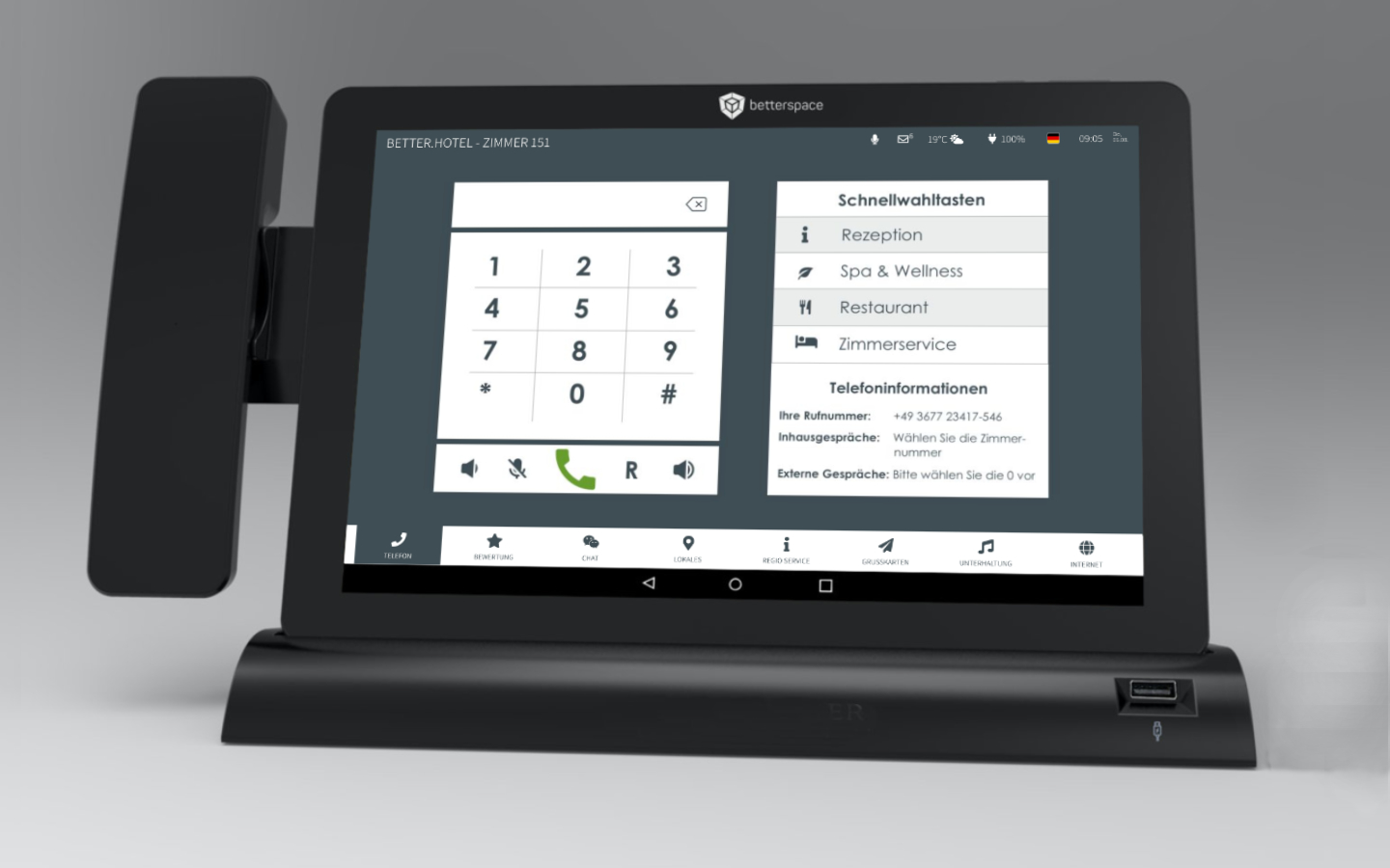 In-Room Tablet als Telefon im Hotelzimmer